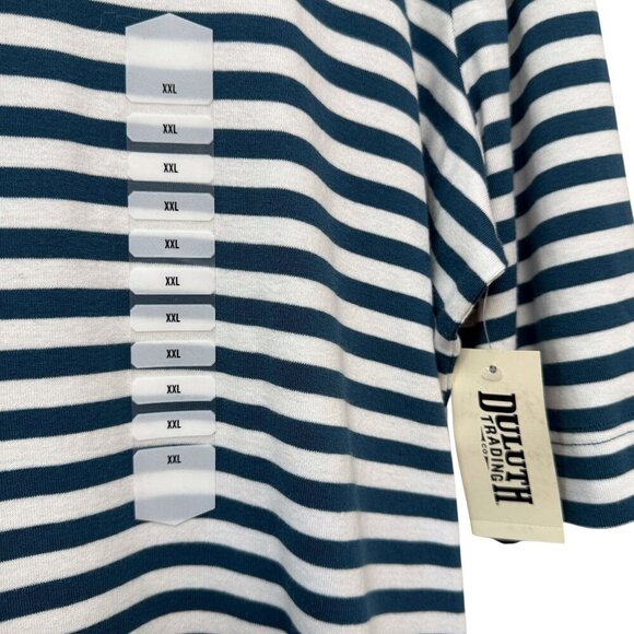 DULUTH TRADING CO. Striped Tee XXL Teal Blue Cotton Womens Top NWT Nautical - Picture 4 of 8
